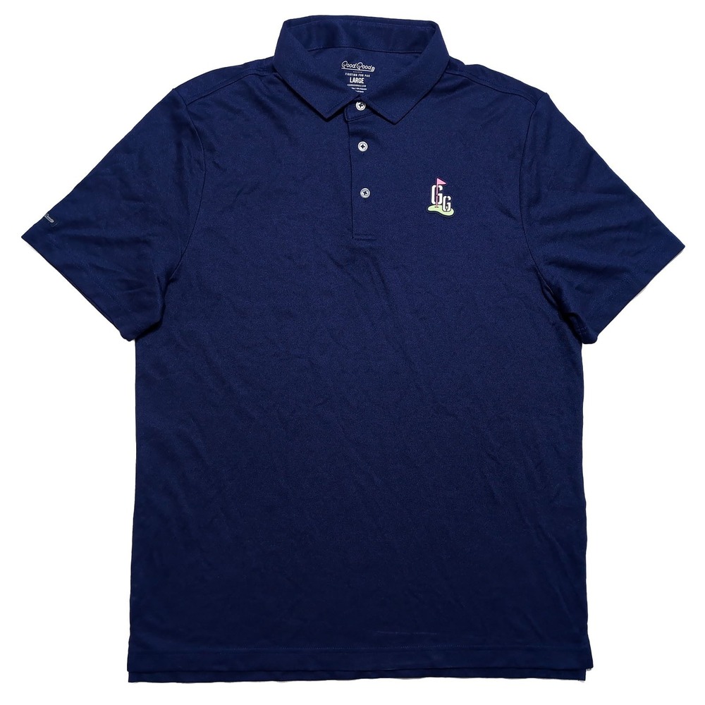 GOOD GOOD GOLF Polo Shirt Cotton Polyester Navy Blue Large L